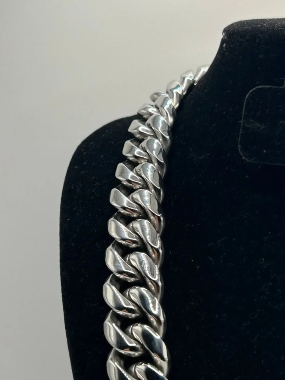 Miami Cuban Link Chain Real Silver Stainless Steel Plated 18mm 18 Inch Mens